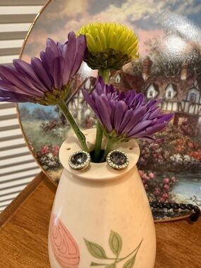 Grey Crystal Halo Stud Earrings